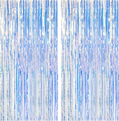 2 Pack Iridescent Party Backdrop Decorations Tinsel Curtain Birthday Decorations