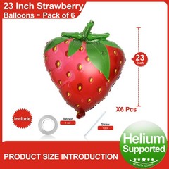 6 Pack Gaint Strawberry Balloons 23 Inch Cute Strawberry Balloons for Cute Be
