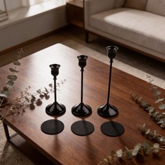 3 Pieces Brass Metal Candlestick Set Conical Shape for Rustic For Home Style
