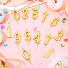 32 Pieces Number Birthday Candles Gold Cake 1.8 inches,