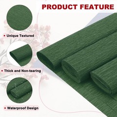 Dark Green Crepe Paper Roll 8.2ft Long 9.84 Inch Wide Wedding Festival Decor