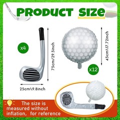 16 Pcs Golf Balloons Set 18» Ball and 30 Club Shaped Foil Balloons for Birth…