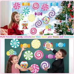 120 PCS Christmas Candy Bulletin Board Cutouts Peppermint Lollipop Decor
