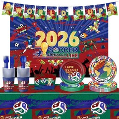 Party Decorations for World Cup 2026, 82 PCS Soccer Theme Supplies Blue