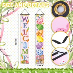 Easter Banners Porch Door Decorations Egg Porch Signs Banners Hanging Front Door