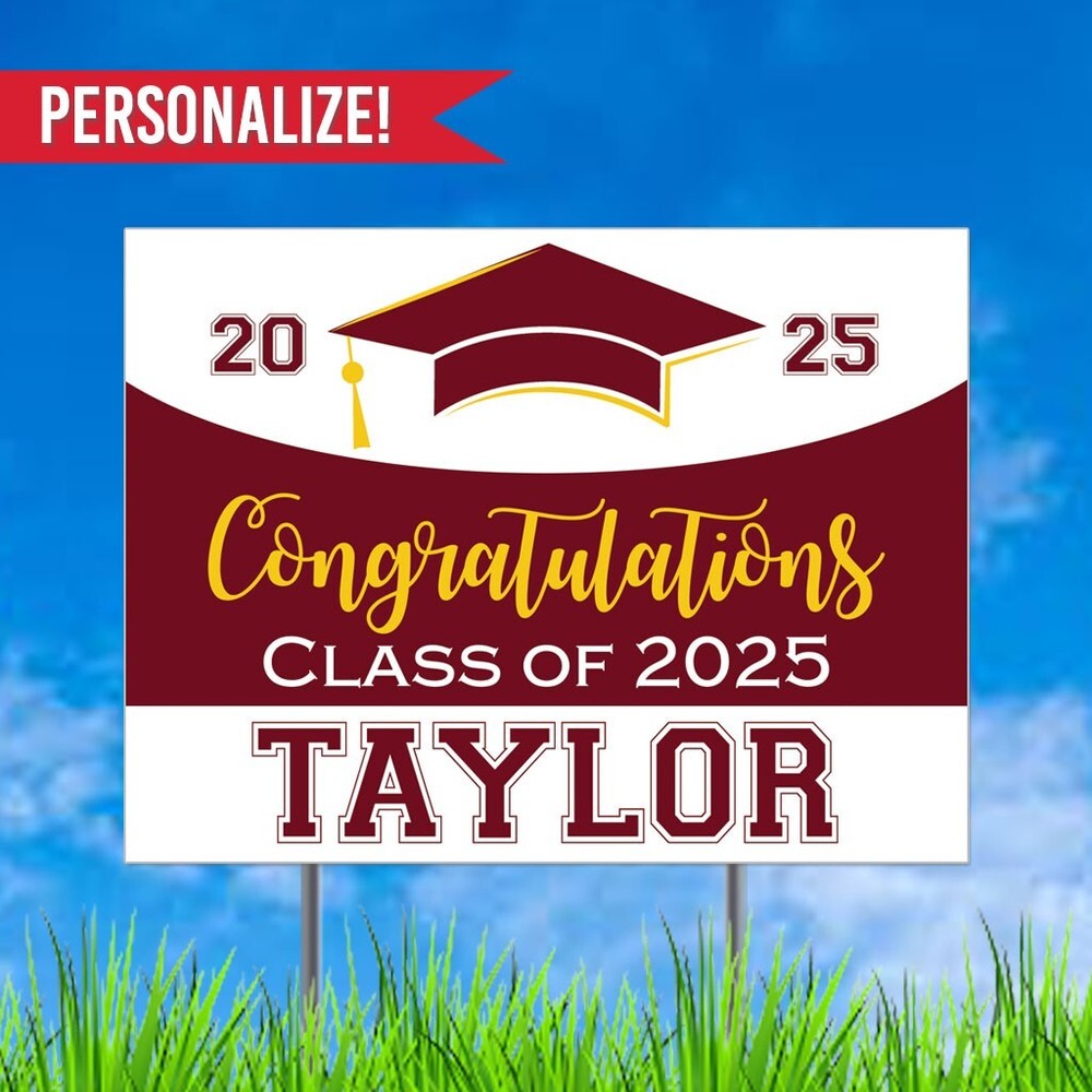 Class of 2025 Personalized Graduation Yard Sign w Free Stakes Free Shipping