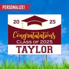 Class of 2025 Personalized Graduation Yard Sign w Free Stakes Free Shipping