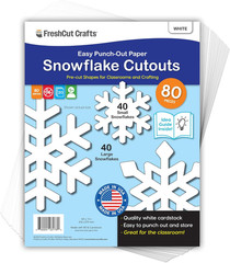 80 Pieces Snowflake Paper Cutouts with IDEA Guide, 2-Sided US Made Card Stock Pu