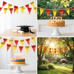 130FT Red Gold Glitter Triangle Pennant Banner Flag Metallic Bunting Fabric G…