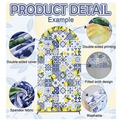 VitalCozy Arch Backdrop Cover Mediterranean Lemon Tile Stand Background