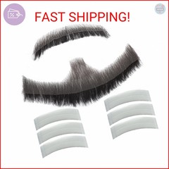 Fake Beard and Mustache Set, Realistic Black Facial Hair, Fake Beard for Men,Nat