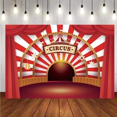 Circus Backdrop Red Curtain Carnival Kids Birthday Party Photo Background Banner
