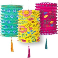 BOHO FLORAL GARLAND LANTERN Birthday Bohemian Garden Summer Party Decor Hanging