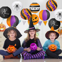 Halloween Party Decorations, Black Orange Purple Hanging Spider Bat Pumpkin Skel