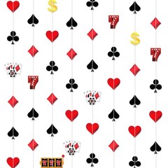 , Casino Hanging Garlands – 8 Strings, Pre Strung | Game Night Decorations, C…