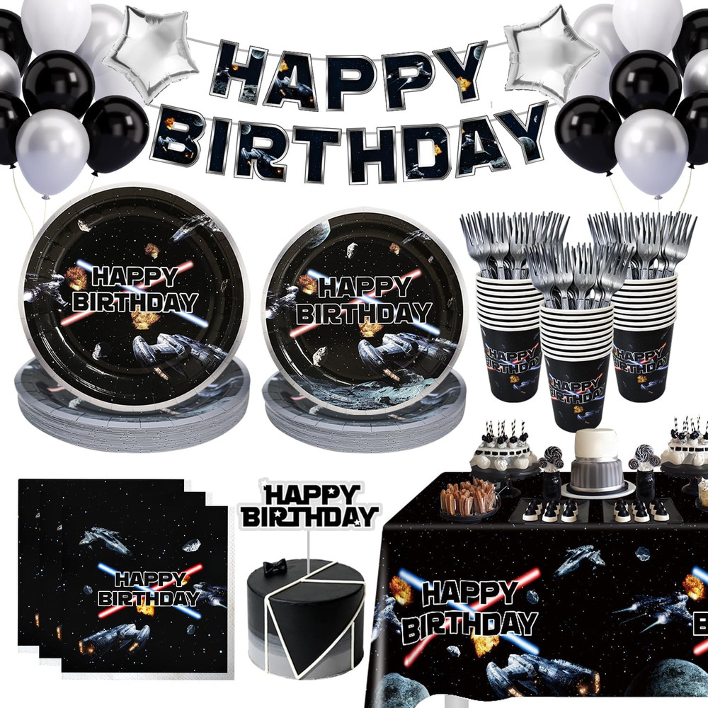 Space Battleship Wars Lightsaber Birthday Party Decorations,25 Guests Star Galax