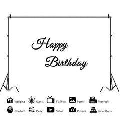 7x5ft Black Happy Birthday Backdrop White Birthday Minimalist Art Photo Photo…