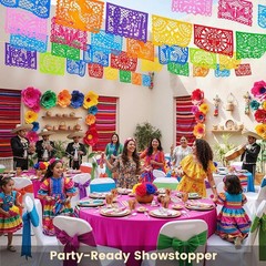 1 Pack 18 Ft Mexican Party Banner Cinco De Mayo Decoration, Plastic Papel Pic…