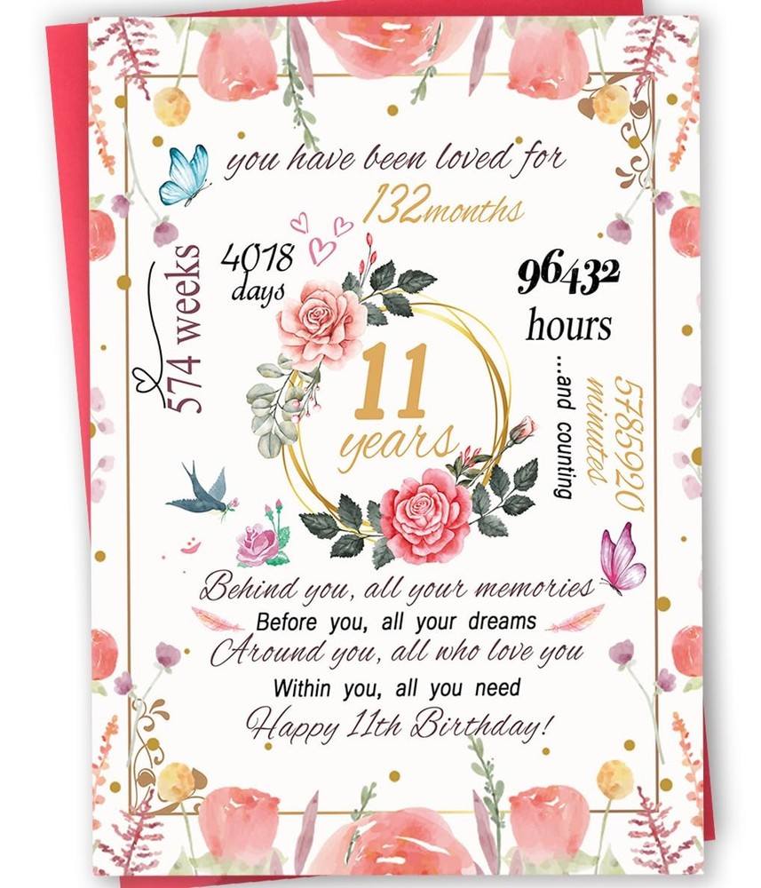 11th Birthday Card for Girls Daughter Funny 11 Birthday Decoration Gift