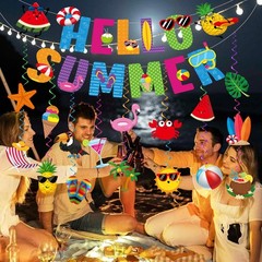 Summer Party Decorations, NO-DIY Summer Decorations includes Hello Summer Ban…