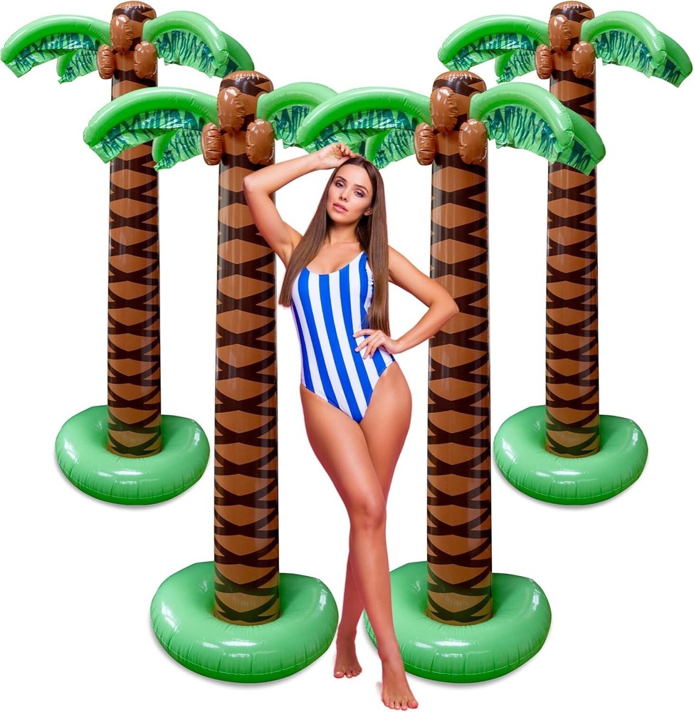 Giant Inflatable Palm Trees – 4 Pack – 6 Foot for Luau Parties Tropical Theme