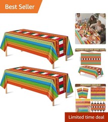 Vibrant Mexican Plastic Tablecloths for Cinco De Mayo & Fiesta Parties – 2 Pack