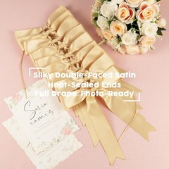 Champagne Bow Garland Banner 1 String 9 PCS, Pre-Strung Satin Ribbon Bow
