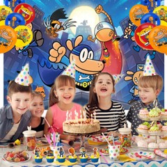 Dog Man Party Supplies Set Balloons Banner Cake toppers for Kids Party