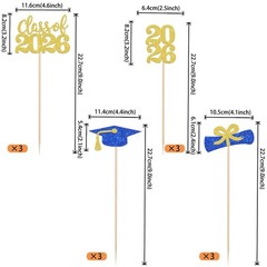12 PCS Class of 2026 Graduation Centerpiece Sticks Grad Cap Diploma Table Flo…