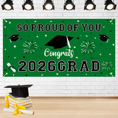 66×34″ 2026 Graduation Backdrop Banner Congrats Grad Class of 2026 Party Decor