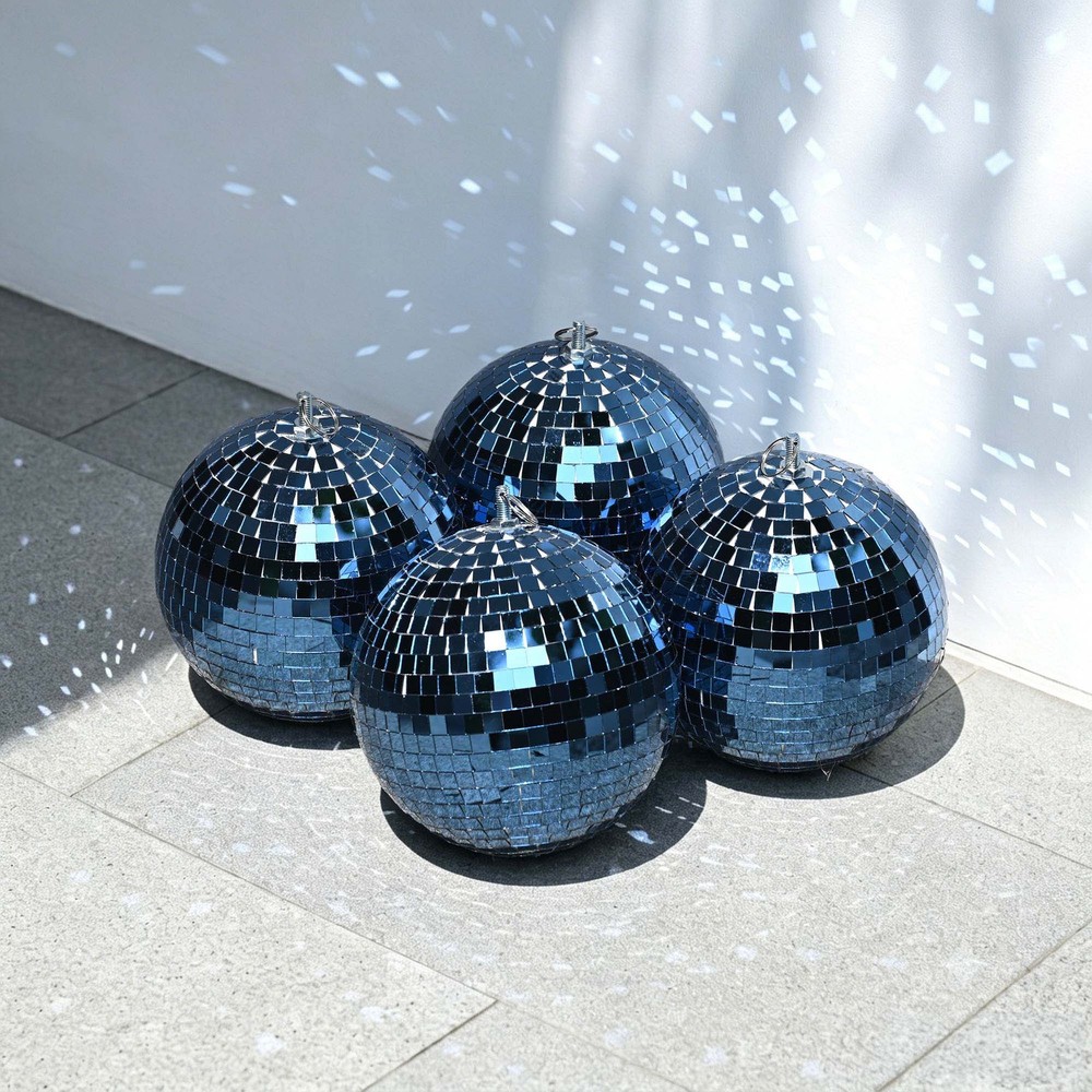 4PCS 7″ Disco Balls Decoration with Hanging Ring for DJ Club Wedding Blue