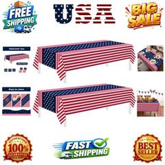 2 Pack Patriotic Tablecloths,Patriotic Decorations 54″ x 108″ Disposable Amer…