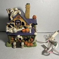 Halloween Lighted House Porcelain Mania Manor Pumpkin Time Ghost Pumpkin Working