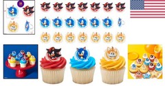 Sonic the Hedgehog 24 Count Cupcake Rings – Ideal for Birthday Decorations