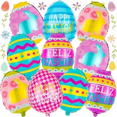 20PCS Easter Egg Foil Balloons Happy Easter Party Decor Mylar Balloons Set