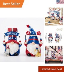 Compact Americana Gnomes with Pets – Ideal 4th of July & Memorial Day Decor