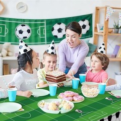 3 Pcs Table Cloth 54 x 108 Inches Disposable Plastic Rectangular Soccer