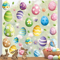 4 Sheets Double Sided Easter Window Clings, Large Eggs Multicolour