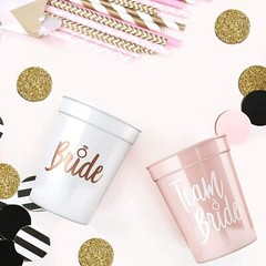 Bride & Team Bride Bachelorette Wedding Showers Party Cups 11 Pk Pink White 16oz