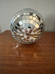 Disco Ball with Hanging Hook Silver Mirror 4″ Round Celebration New Years