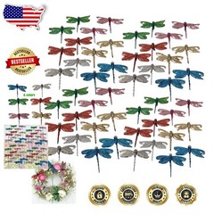 Sparkling Dragonfly Clip On Ornaments – 48pc 4″ Metallic Craft Embellishments