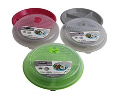 3-Pack Divided Microwave Plates with Vented Lids – Mixed 8 inch, Multicolor