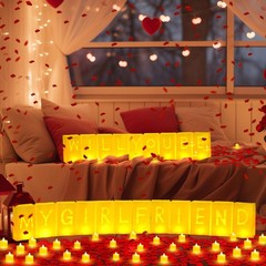6093 Pcs Will You Be My Girlfriend Light up Letters with LED Flameless Tealig…