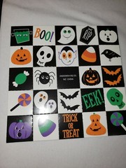 Halloween Bingo Party Kit Cards Candy Bags & Wrappers, Invitations