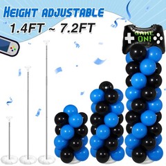 2 Set Video Game Balloon Column Stand Kit with Game Controller Foil Latex Bal…