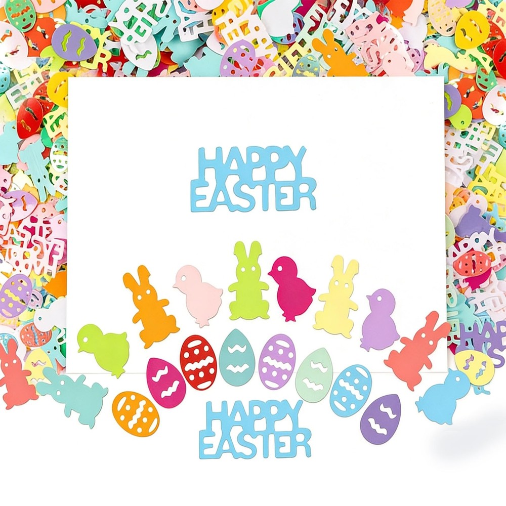 2000 PCS Easter Confetti Glitter Metallic Foil Rabbit Egg Chicken Table