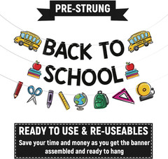 Back to School Banner – First Day of School Classroom Decor, Apples Pencil Garla