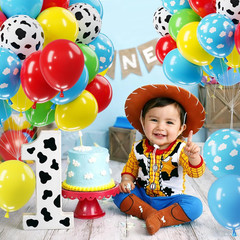 Toy Inspired Story Balloons – 52Pcs 12 Inch Red Blue Yellow Green Light Blue Clo