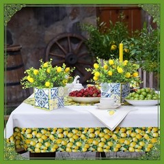 Blue Tiles Lemon Table Centerpiece Decor Amalfi Coast Box Decorations with 4