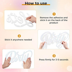 Let’S Party Felt Sign, Flash White Reusable Glitter Letter Banner for Backdrop,